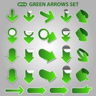 Set of Green 3D Paper Cut Arrow Illustrations Clip-Art