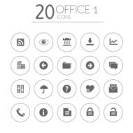 Simple thin office 1 icons collection on white background N2