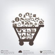 Flat abstract background with web icons Interface symbols Cloud computing N71