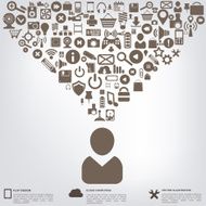 Flat abstract background with web icons Interface symbols Cloud computing N72