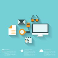 Flat abstract background with web icons Interface symbols Cloud computing N73