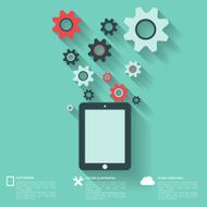Flat abstract background with web icons Interface symbols Cloud computing N75