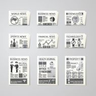 Newspaper daily flat vector set design template business health