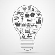 Business team management concept bulb icon