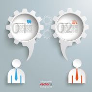 2 Speech Bubble Gears Businessmen