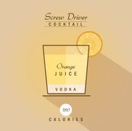 screw driver cocktail drink recipe vector illustration