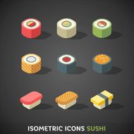 Flat Isometric Icons Sushi
