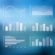 Graphs Icon Set on Blurry Background