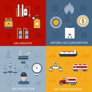Gas industry flat icons composition