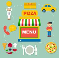 set of flat vector icons for pizza online order N2