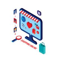 Flat 3d isometric design Shopping online Successful business e-commerce concept N6