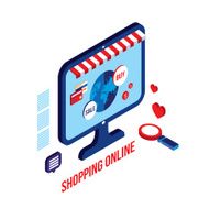 Flat 3d isometric design Shopping online Successful business e-commerce concept N7