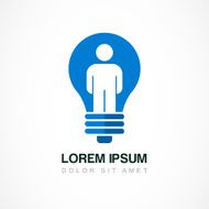 Vector logo design Light bulb with man