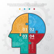 Step design of four part human idea infographic element Vector E N3