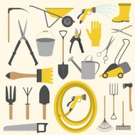 Garden work icon set Working tools N8