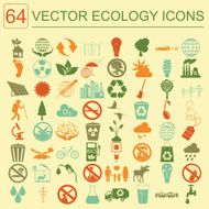 Environment ecology icon set Environmental risks ecosystem N6