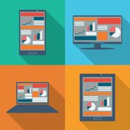 Analysis charts and graphs symbols on smart devices icons with N5