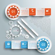 Two Colored Gears Banners Batched Rectangles Bevel Arrows