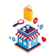 Flat 3d isometric design concept Shopping and e-commerce N8