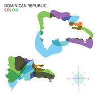 Abstract vector color map of Dominican Republic with transparent paint