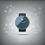Smart watch concept with icons in modern flat design
