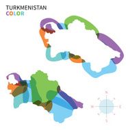 Abstract vector color map of Turkmenistan with transparent paint effect