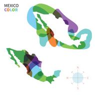 Abstract vector color map of Mexico with transparent paint effect
