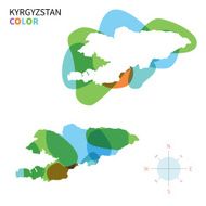 Abstract vector color map of Kyrgyzstan with transparent paint effect
