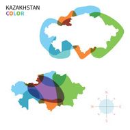 Abstract vector color map of Kazakhstan with transparent paint effect