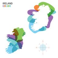 Abstract vector color map of Ireland with transparent paint effect