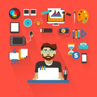 Profession of people Flat infographic Graphic designer N2