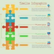 Infographics report templates in a line puzzle elements