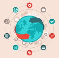 Vector global business concept in flat style N2