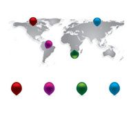 Earth map with shadow and pins