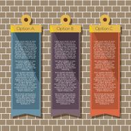 Square Banners Hang On Brick Wall