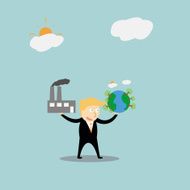 Businessmen using green energy