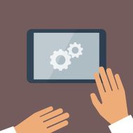 Tablet pc in process and human hands N2