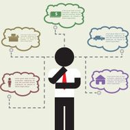 Infographic of businessman Thinking about his life