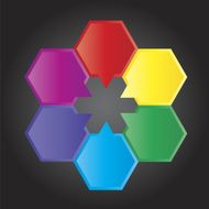 presentation of six colored blocks