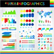 Colorful infographic set 20 universal icons