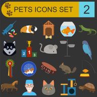 Domestic pets and vet healthcare flat icons set N6