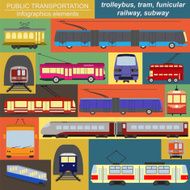 Public transportation infographics Tram trolleybus subway N8