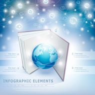 technology background infographic with earth and book N2