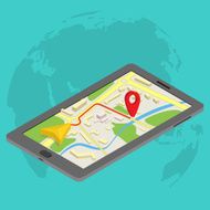 Flat 3d isometric mobile GPS navigation maps infographic concept vector