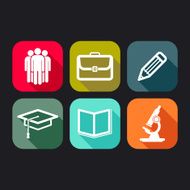 flat icons for web and mobile applications with business education