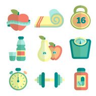 Set of fitness flat icons Vector illustration N4