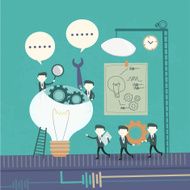 team work concept with cogwheel and businessmen N2