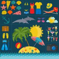 Travel Vacations Beach resort set icons Elements for creating N3