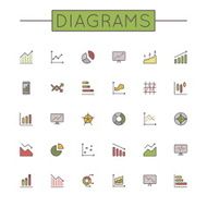 Vector Colored Diagrams Line Icons N2