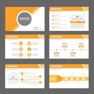 Orange Multipurpose presentation Templates flat design set